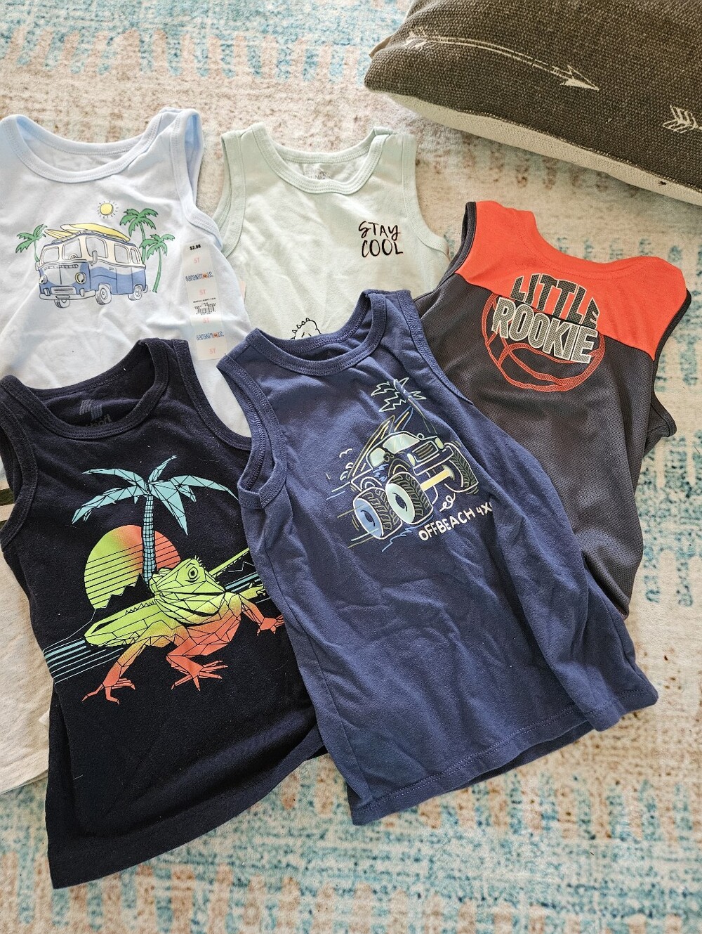 Boys Assorted Graphic Tank Top Set - Navy, Light Blue, Lime & More - Picture 3 of 3